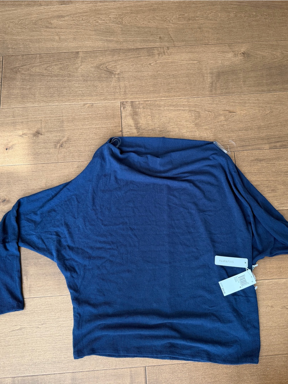 Relaxed Navy Blue Boatneck Tunic Top